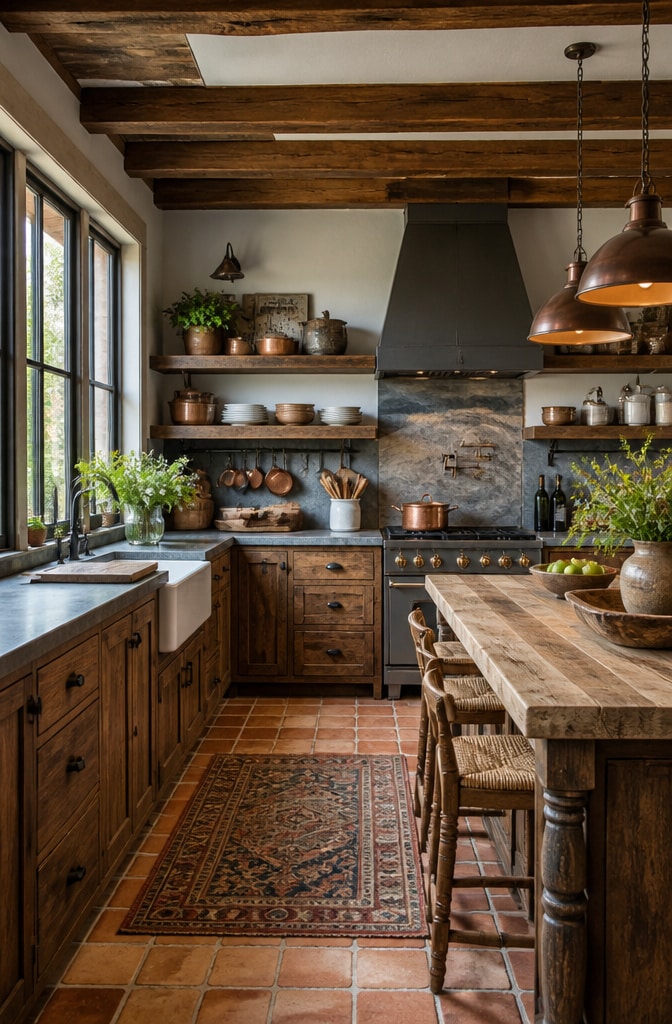 Rustic Brown and Grey Farmhouse Kitchen