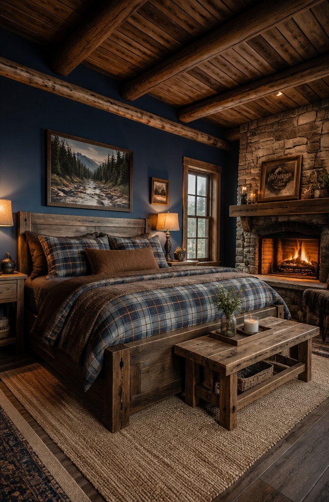 Rustic Cabin Blue and Brown Sanctuary