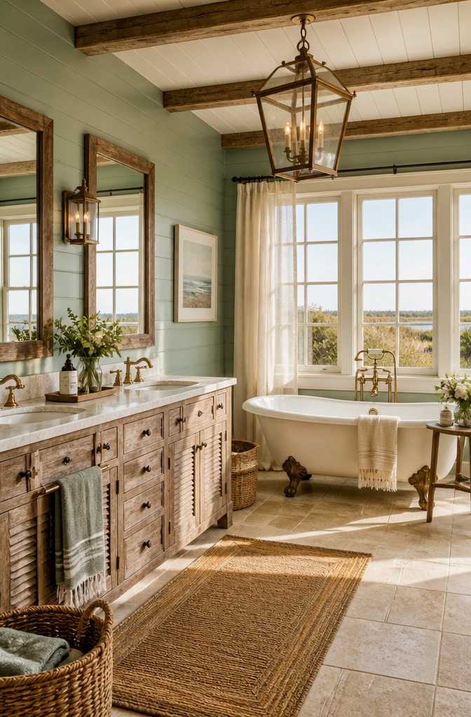Rustic Coastal Farmhouse Spa Bathroom