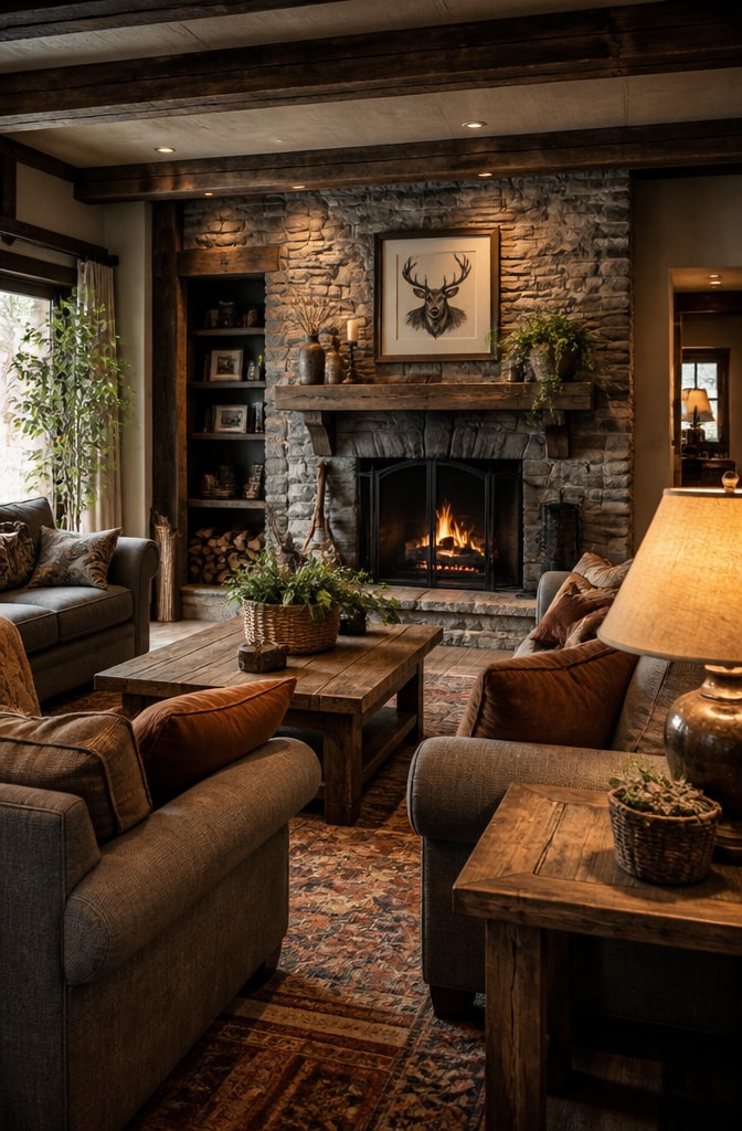 Rustic Cozy Grey and Brown Living Room