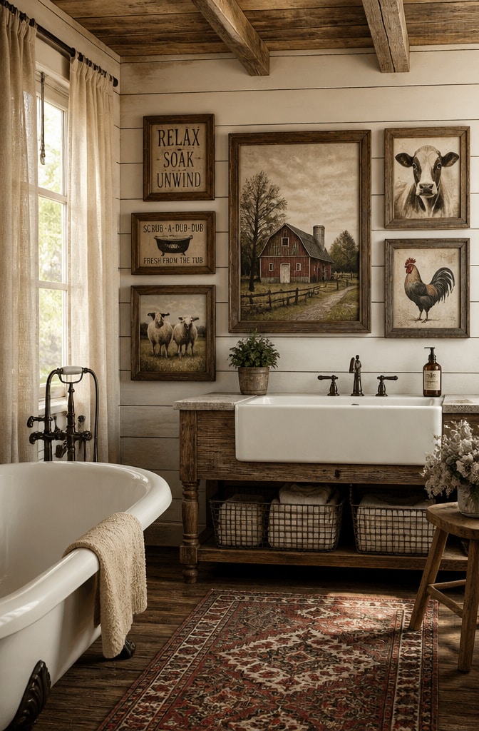 Rustic Farmhouse Bathroom Prints