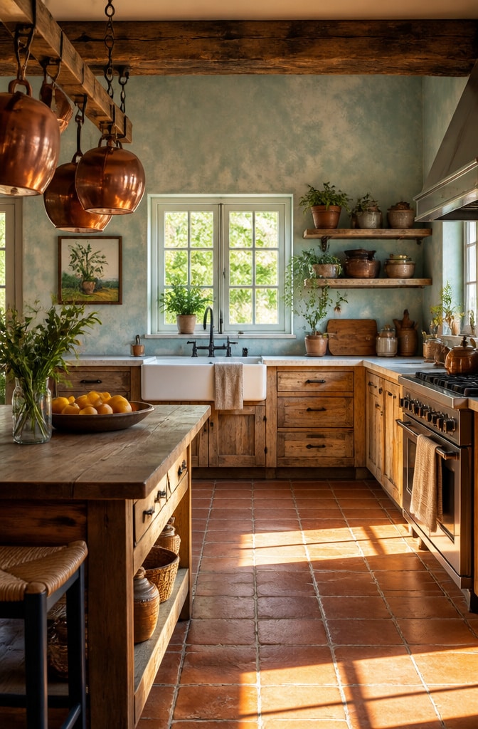 Rustic Farmhouse Light Blue Kitchen