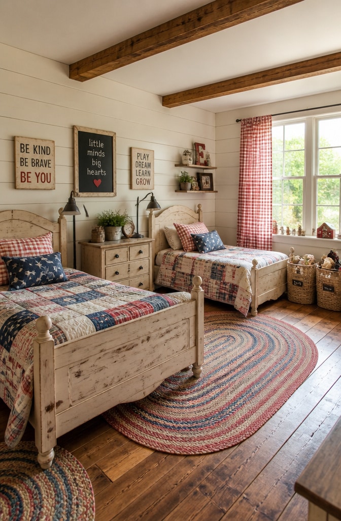 Rustic Farmhouse Shared Bedroom