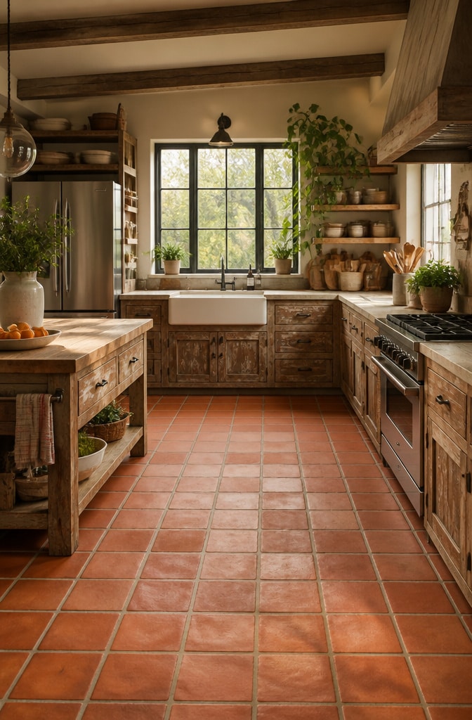 Rustic Farmhouse Terracotta Kitchen Tiles