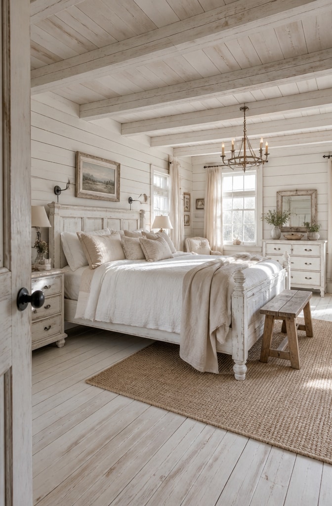 Rustic Farmhouse White Bedroom