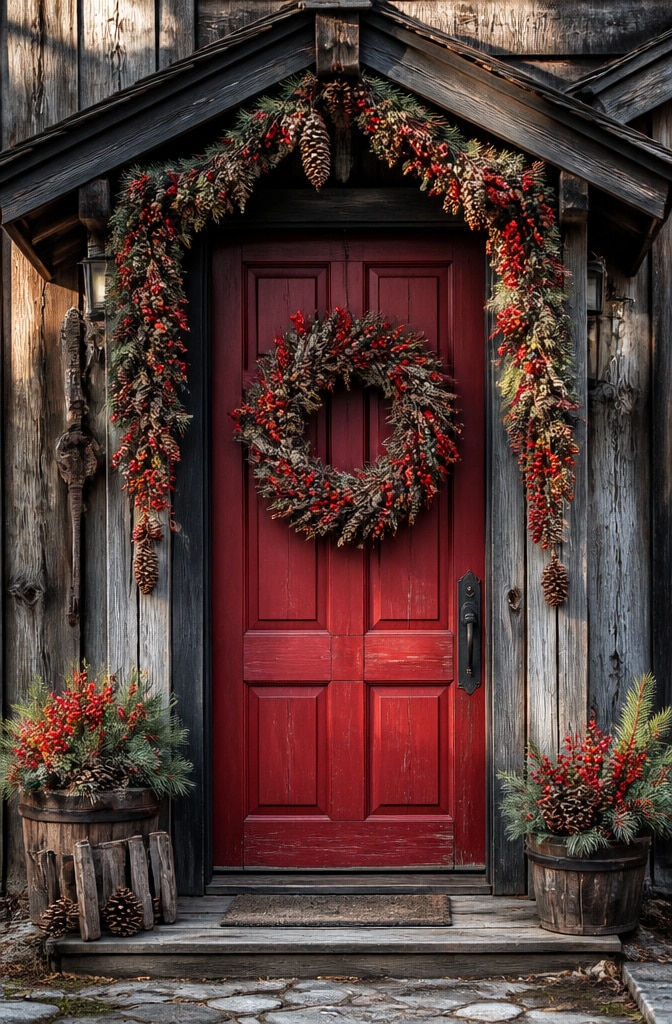 Rustic Pinecone and Berry Wreath Ensemble
