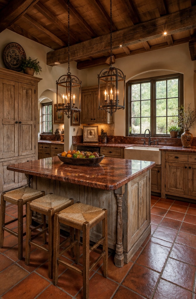 Rustic Red Granite Kitchen Retreat