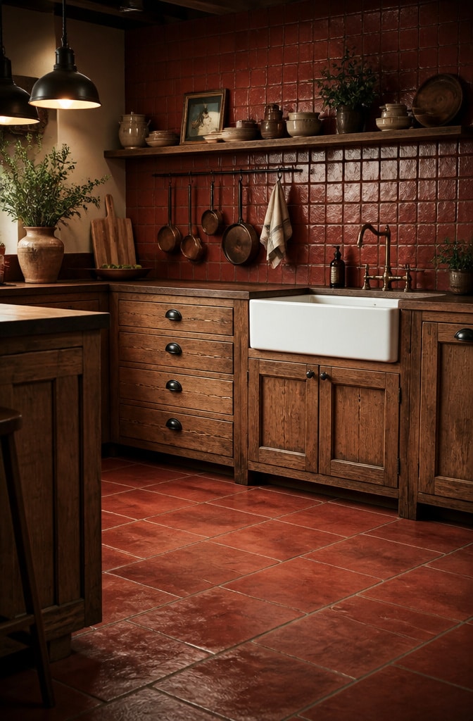 Rustic Red Terracotta Tile Kitchen