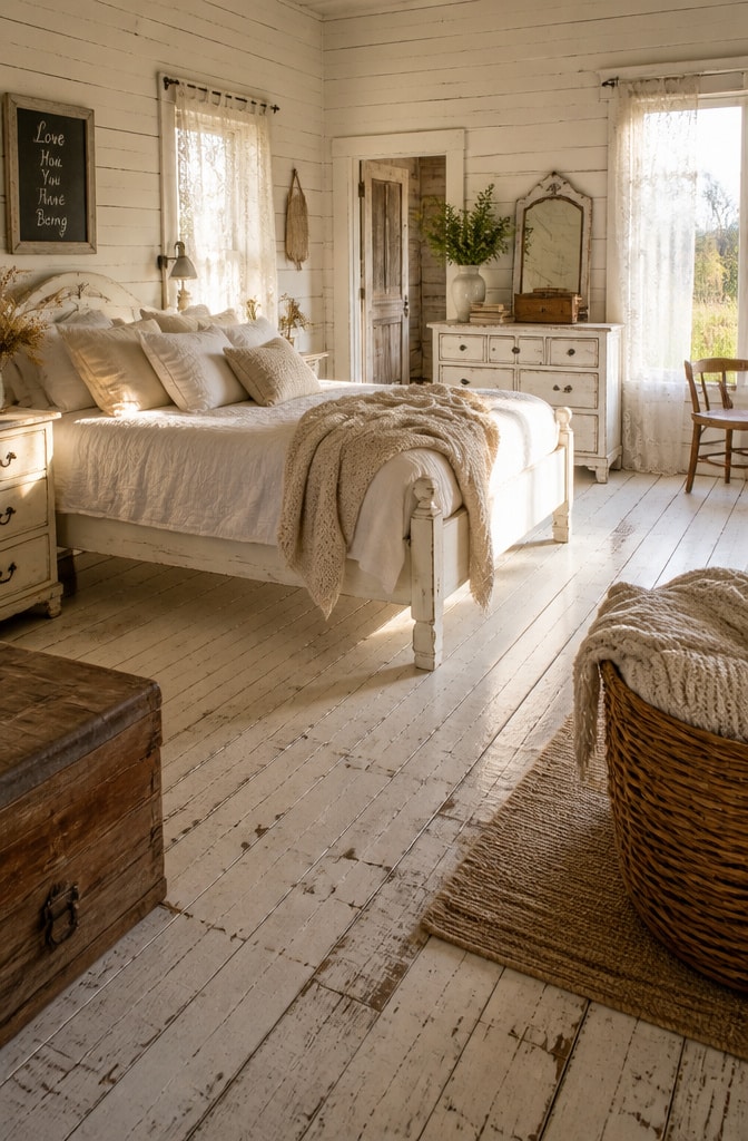 Rustic White Farmhouse Bedroom