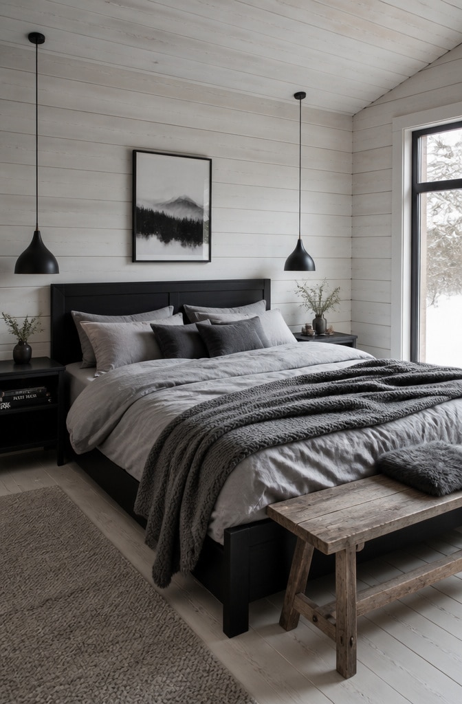 Scandinavian Black and Grey Bedroom