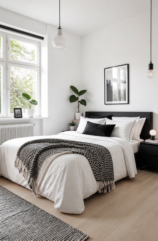 Scandinavian Black and White Bedroom