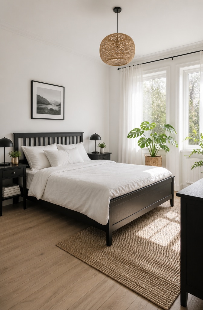 Scandinavian Black and White Bedroom