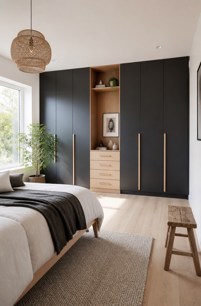Scandinavian Black and White Cupboard Bedroom