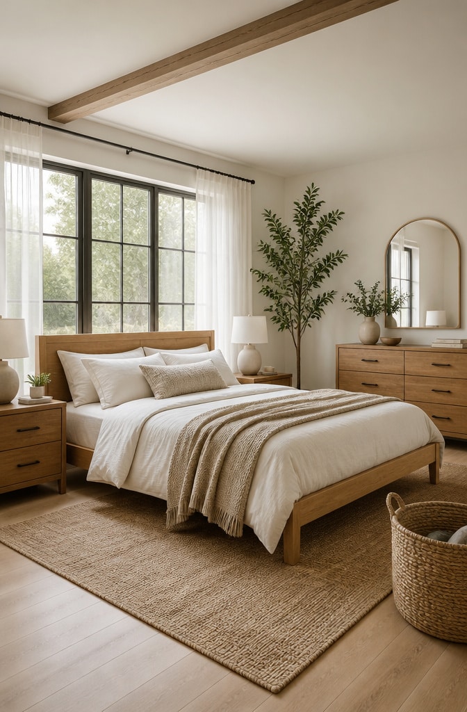 Scandinavian Brown Bedroom with Natural Accents