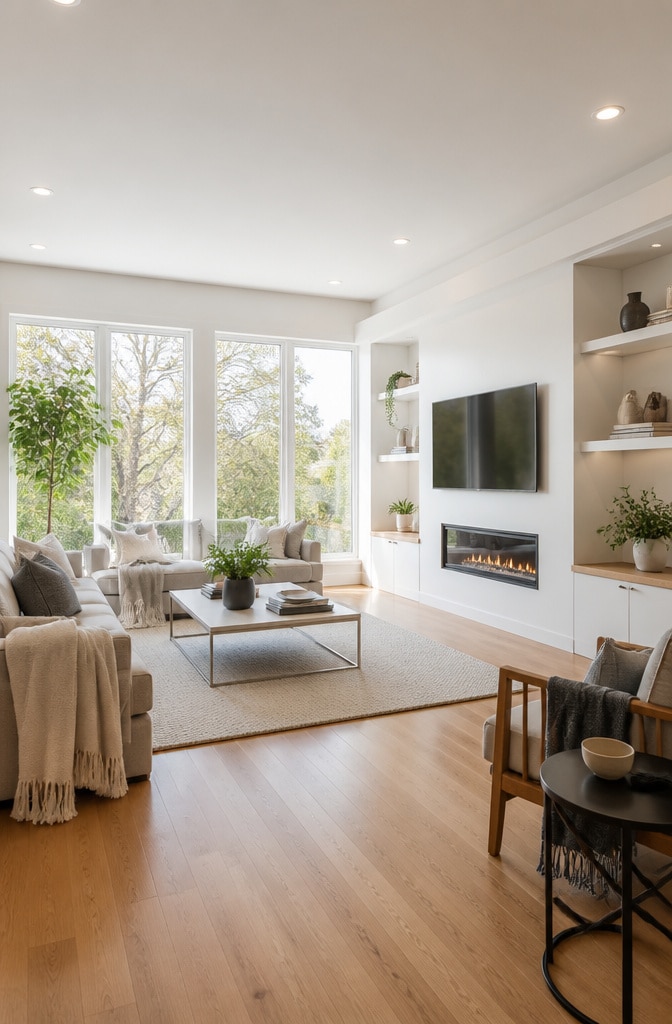 Scandinavian Brown Floor Living Room Design