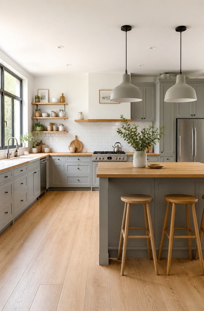 Scandinavian Grey and Brown Kitchen Retreat