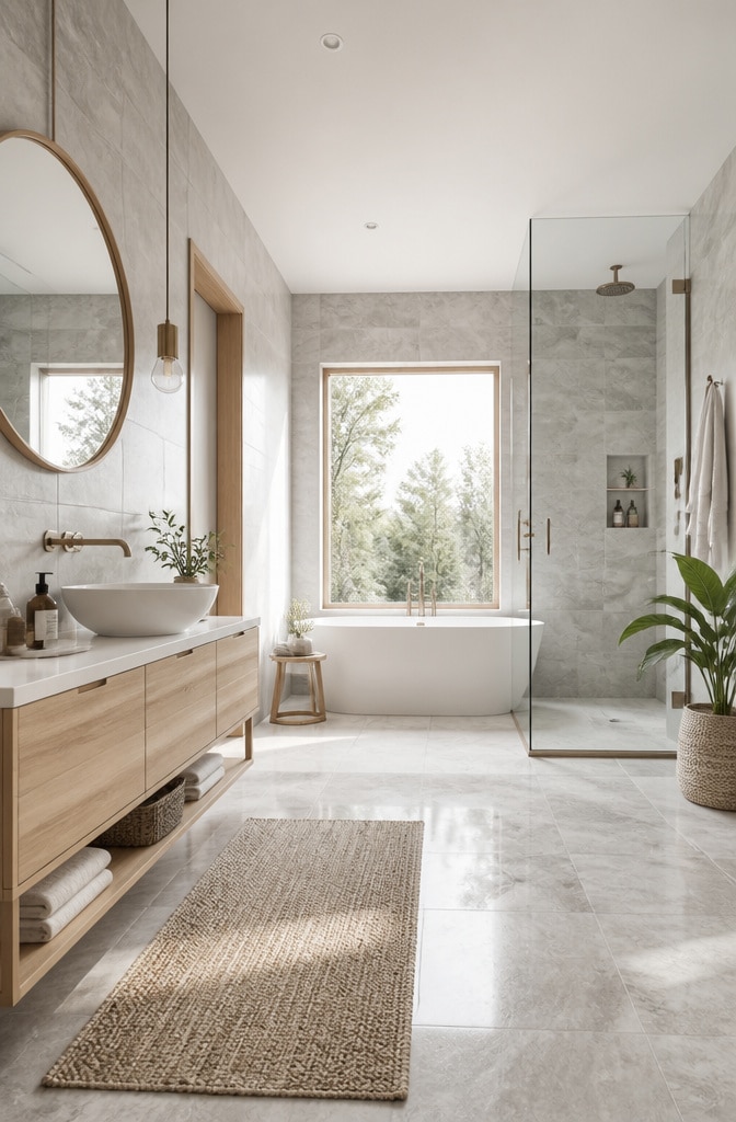 Scandinavian Grey Marble Bathroom Sanctuary