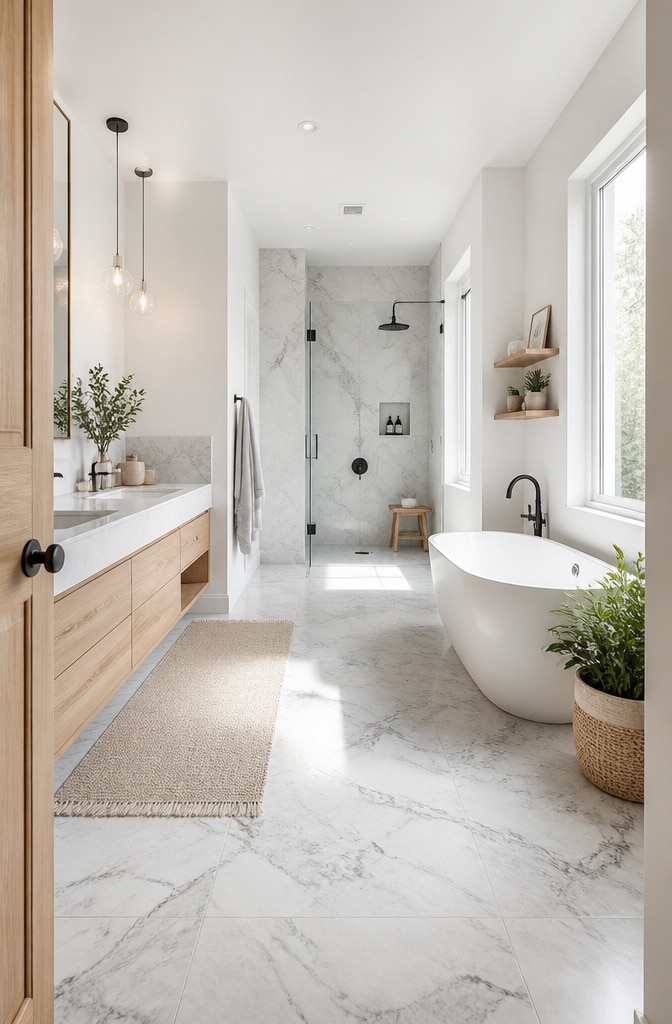 Scandinavian-Inspired Carrara Marble Bathroom