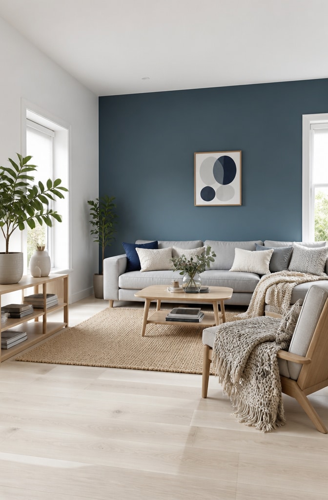 Scandinavian-Inspired Hague Blue Living Room