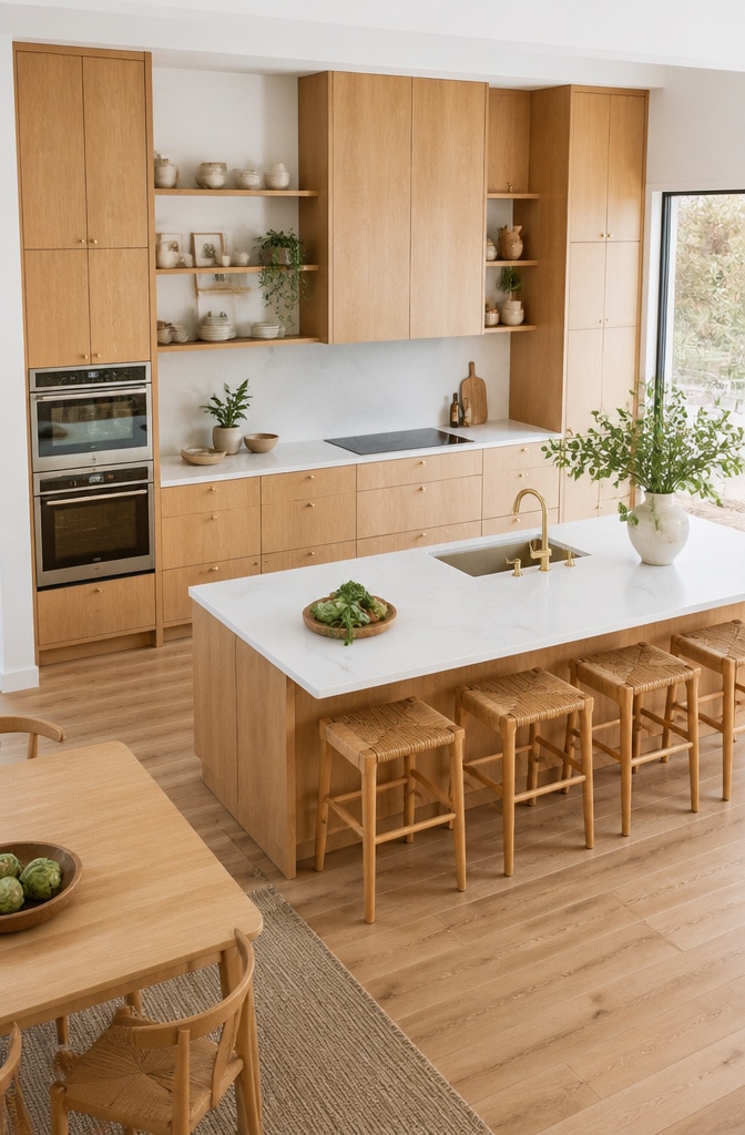 Scandinavian-Inspired Red Oak Cabinets