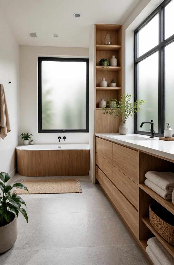 Scandinavian Light Brown Bathroom Oasis