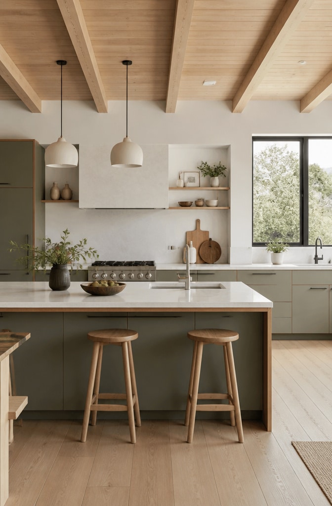 Scandinavian Minimalist Pewter Green Cabinets