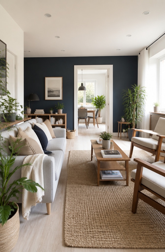 Scandinavian Navy Blue Living Room