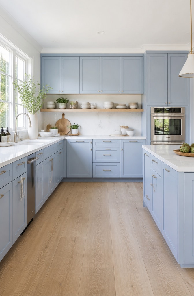 Scandinavian Pastel Blue Cabinets