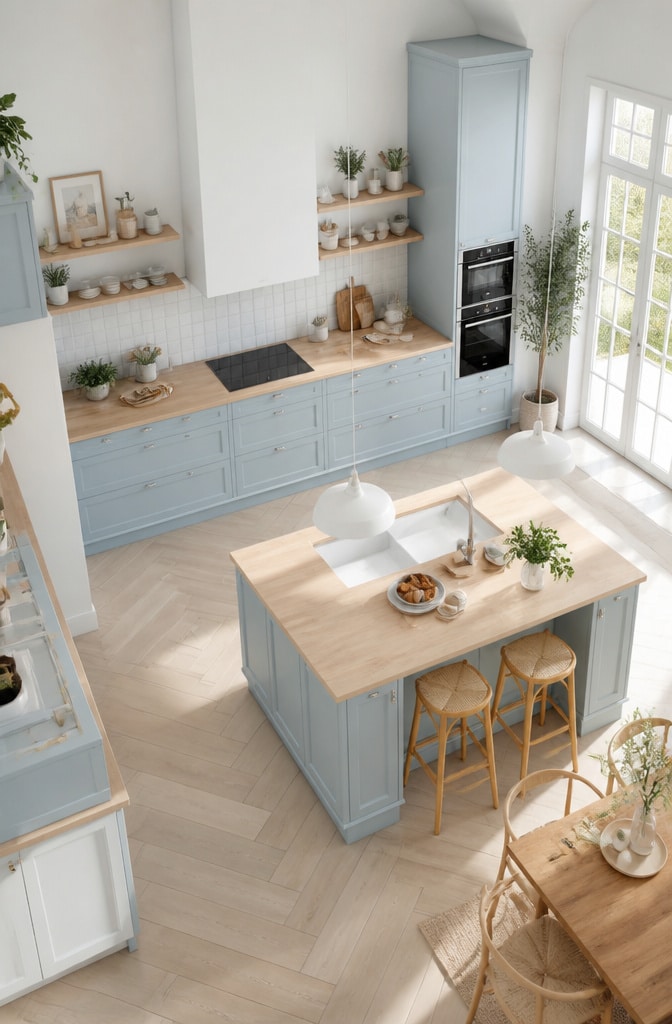 Scandinavian Pastel Blue Kitchen Elegance