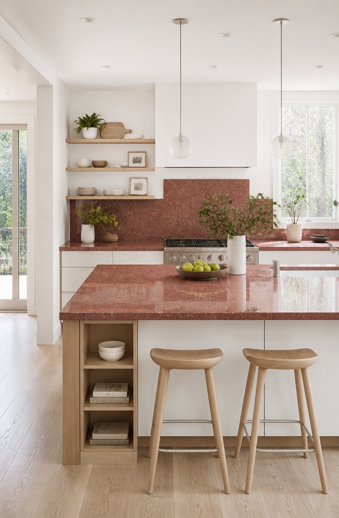 Scandinavian Red Granite Kitchen Simplicity