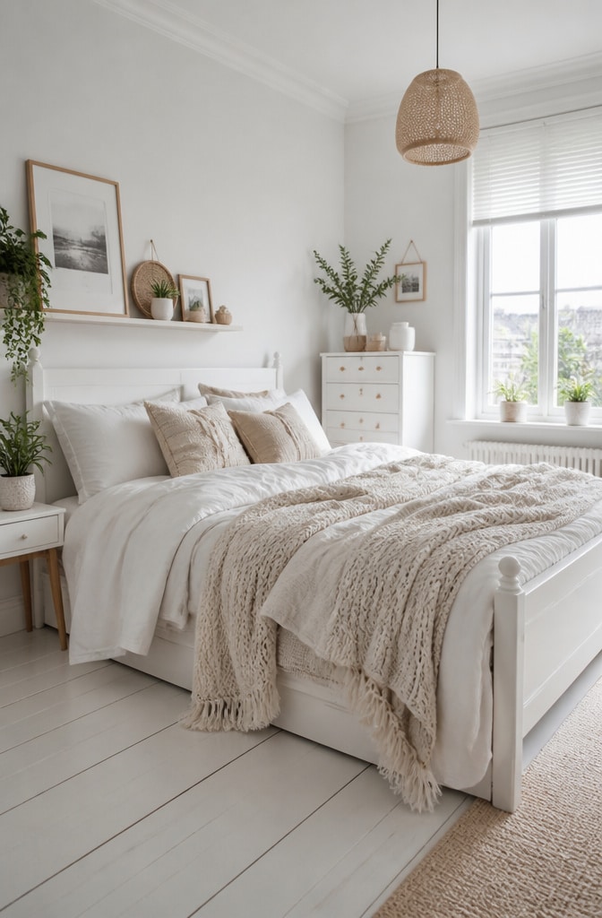 Scandinavian White Cozy Bedroom