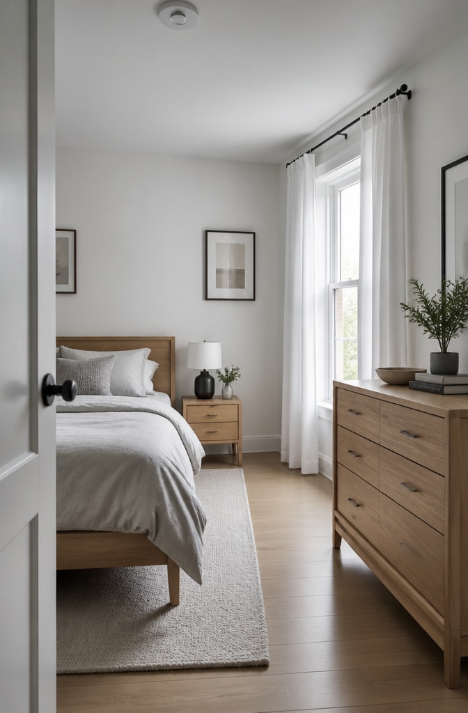 Scandinavian White Curtains Bedroom