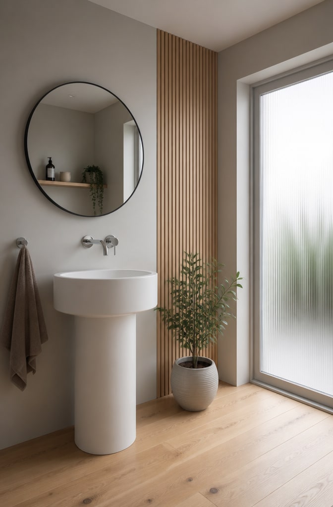Scandinavian Zen Pedestal Sink Bathroom