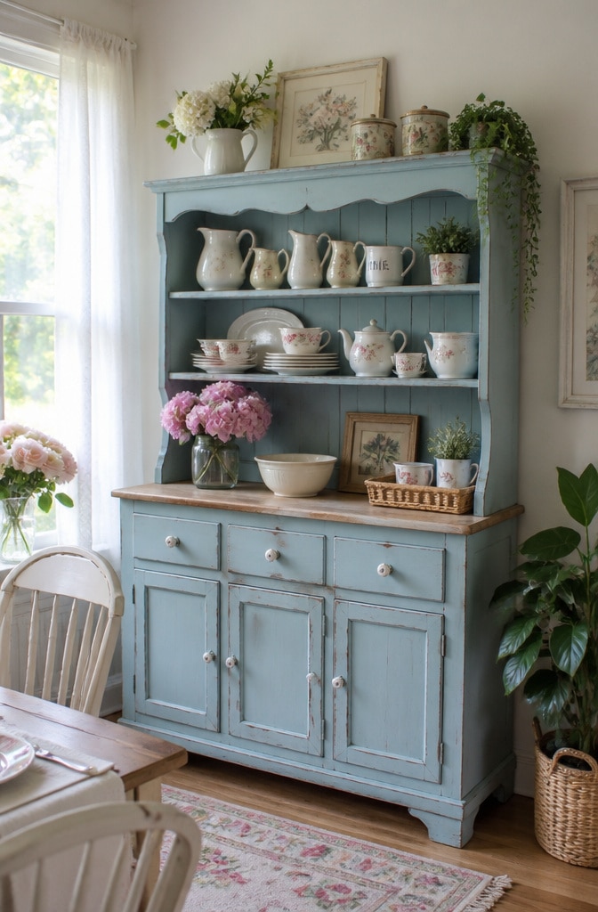Shabby Chic Pastel Farmhouse Hutch