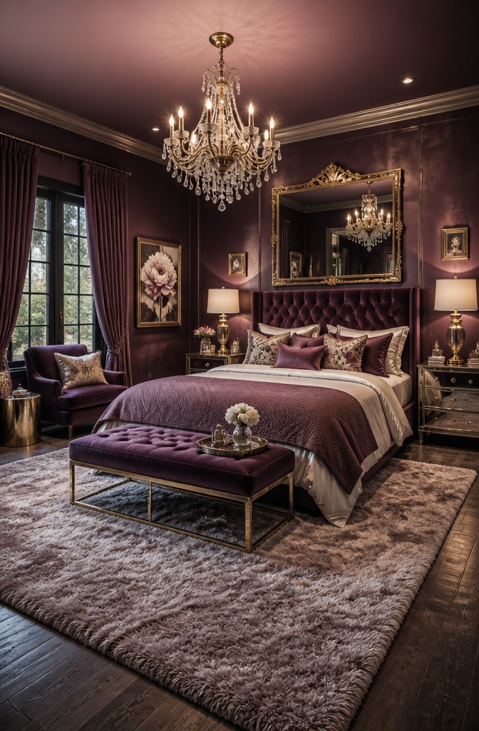 Smoky Plum Glam Bedroom
