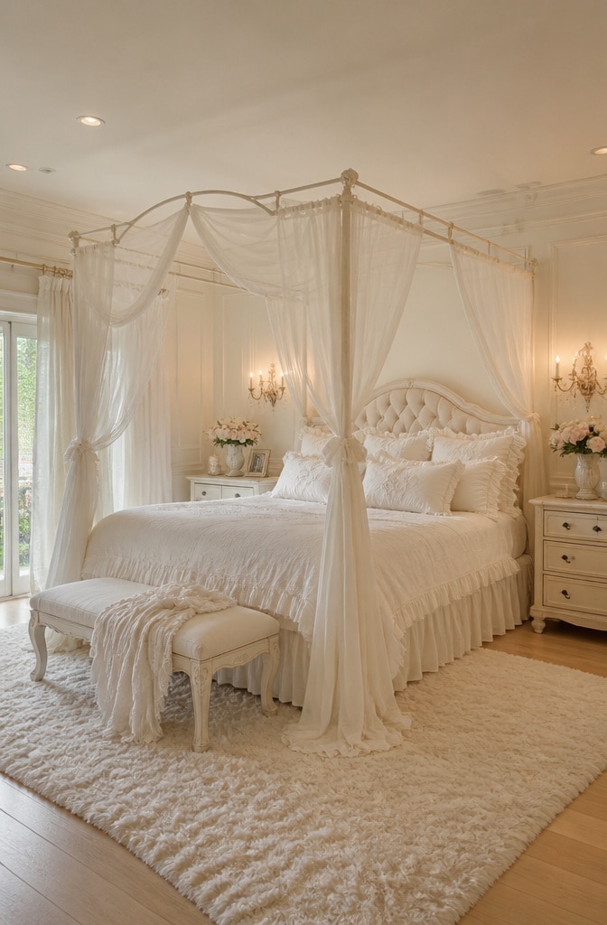 Soft Romantic Off White Bedroom