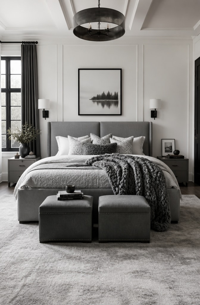 Soft Textured Grey and White Bedroom Haven