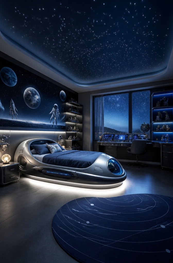 Space Odyssey Themed Boys Bedroom