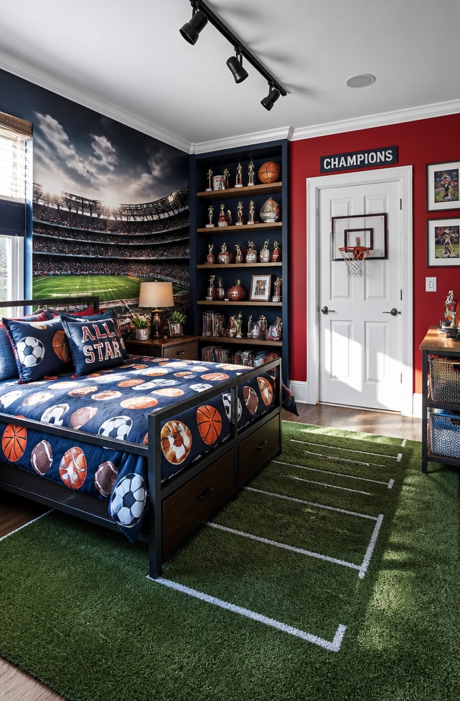 Sports Fanatic Boys Bedroom