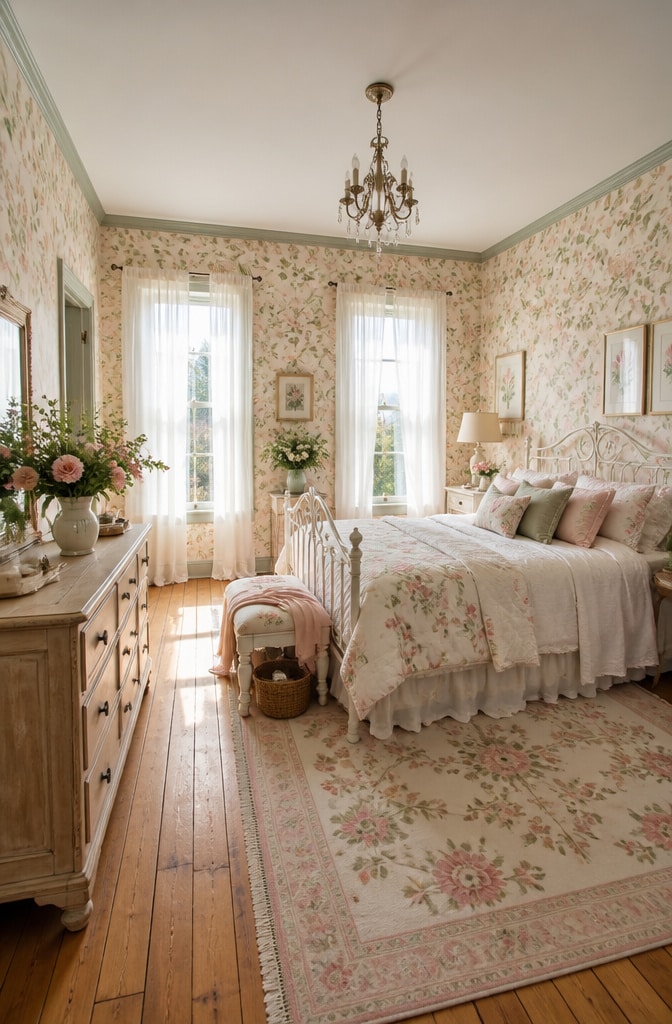 Sunlit Floral Soft Girl Bedroom