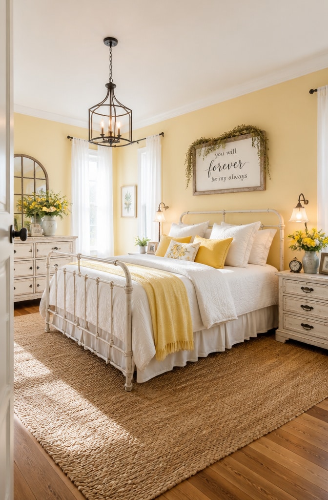 Sunny Yellow Farmhouse Bedroom Refresh