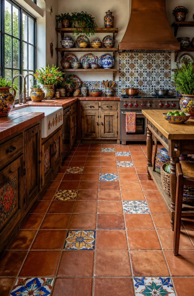 Traditional Mexican Talavera Terracotta Kitchen