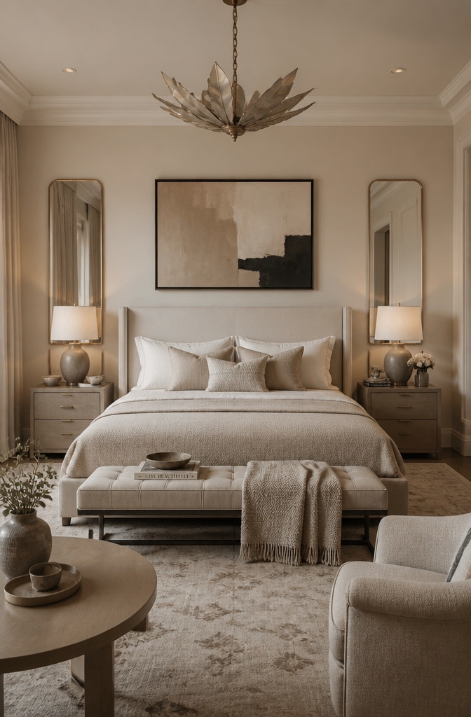 Transitional Beige Contemporary Bedroom