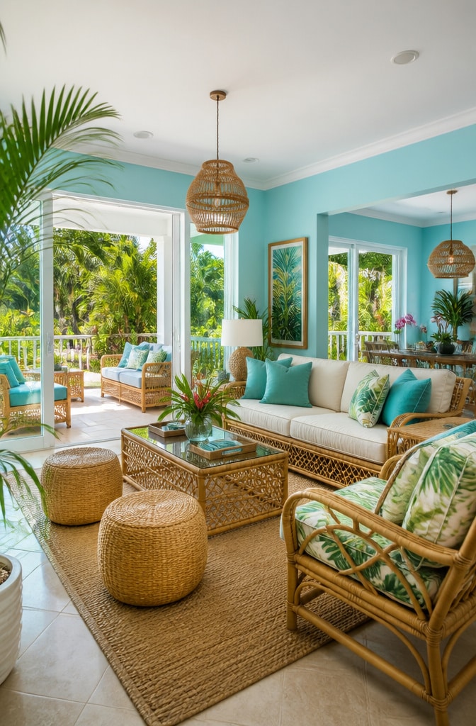 Tropical Blue Paradise Living Room
