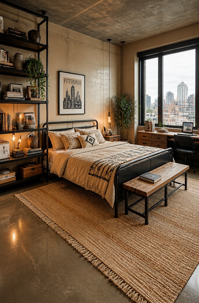 Urban Chic Beige and Black Bedroom