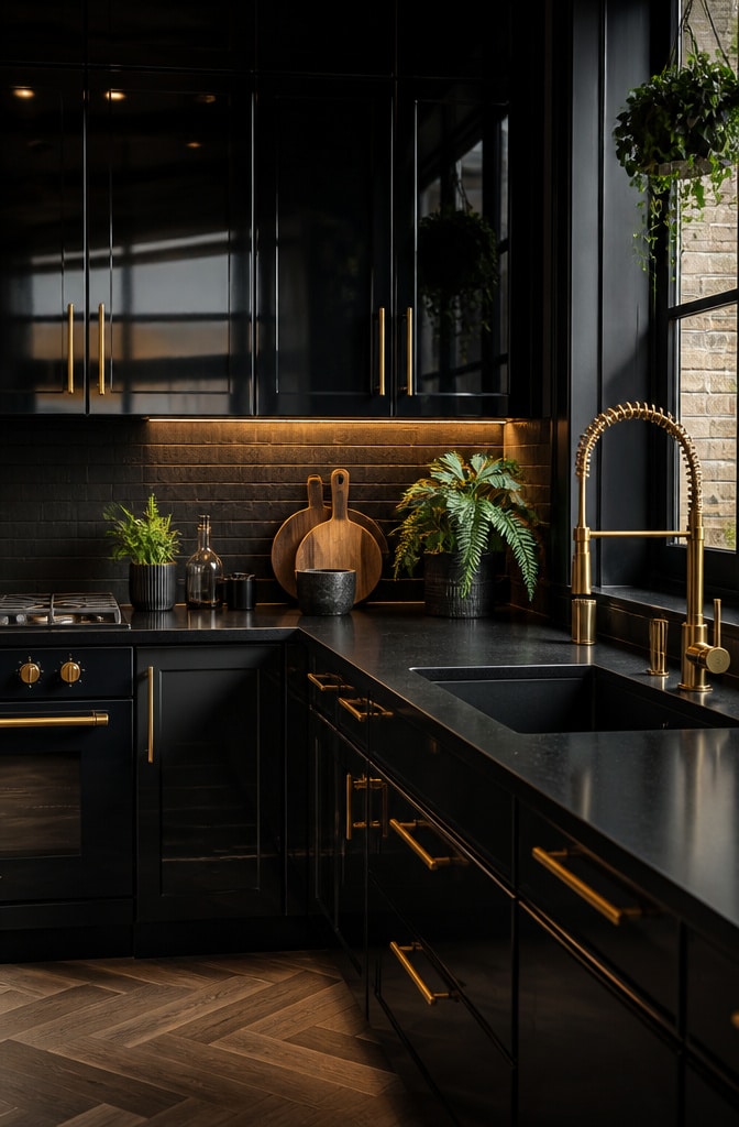 Urban Chic Black and Gold Corner Kitchen Counter