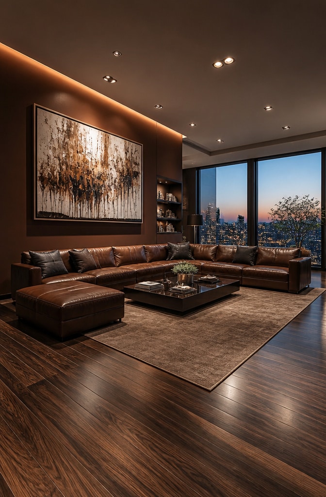 Urban Chic Brown Contemporary Living Room