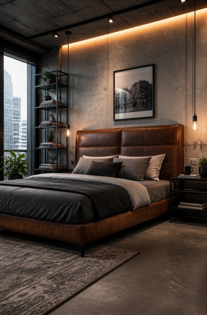 Urban Chic Brown Faux Leather Headboard Bedroom
