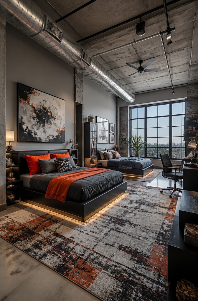 Urban Chic Shared Bedroom Loft Style