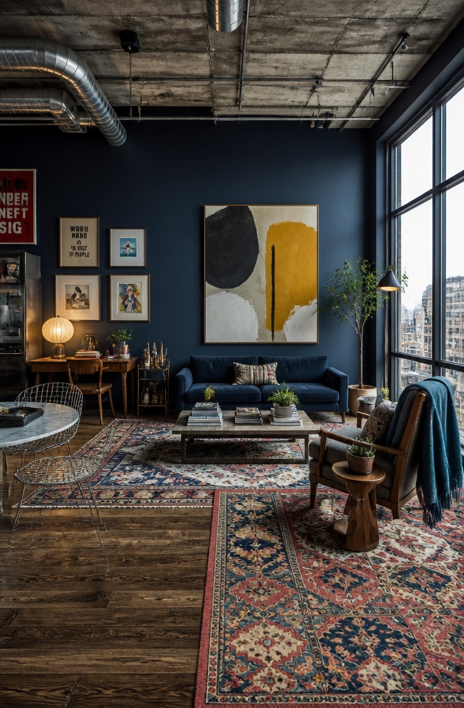 Urban Eclectic Hague Blue Studio Living Room